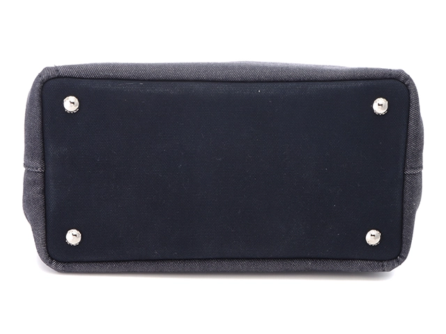 PRADA　プラダ　1BG439　パンチング　カナパ　ミニ　ネイビー/シルバー　デニム【433】2148103778513