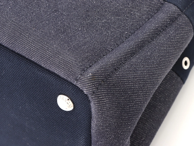 PRADA　プラダ　1BG439　パンチング　カナパ　ミニ　ネイビー/シルバー　デニム【433】2148103778513