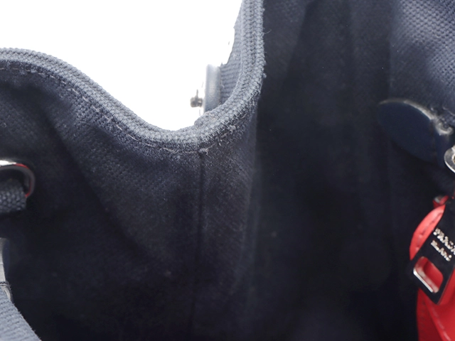 PRADA　プラダ　1BG439　パンチング　カナパ　ミニ　ネイビー/シルバー　デニム【433】2148103778513