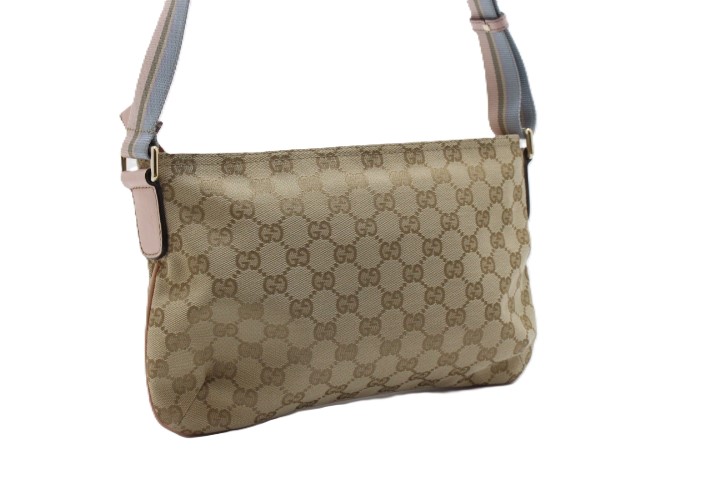 Gucci GGキャンバス レザーショルダーバッグ GUCCI（グッチ） GGキャンバス ショルダーバッグ - ブラウン