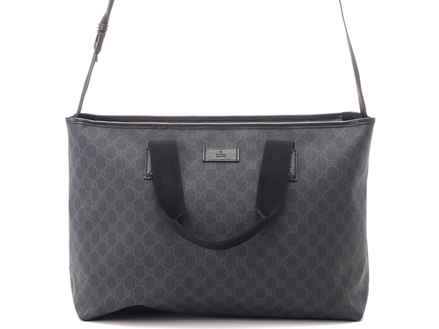 GUCCI　グッチ　GGスプリーム　2Wayトートバッグ　ブラック　PVC/カーフ【433】2148103779183