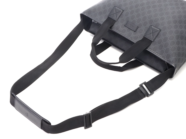 GUCCI　グッチ　GGスプリーム　2Wayトートバッグ　ブラック　PVC/カーフ【433】2148103779183