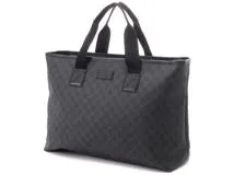 GUCCI　グッチ　GGスプリーム　2Wayトートバッグ　ブラック　PVC/カーフ【433】2148103779183
