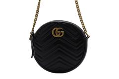 GUCCI グッチ GGマーモント ラウンドショルダーバッグ 550154 ブラック レザー 【460】2148103780578
