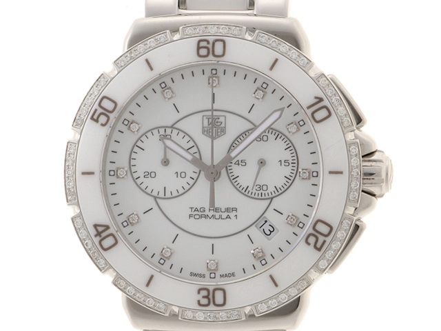 TAG HEUER タグホイヤー フォーミュラ1 CAH1213.BA0863 CE/SS セラミック/ステンレススチール ホワイト 12Pダイヤモンド ダイヤベゼル クォーツ 【460】2148103780936