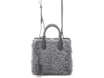 BALENCIAGA　バレンシアガ　パドロックヌードミニ　２WAYバッグ　グレー　ムートン／レザー【471】IK