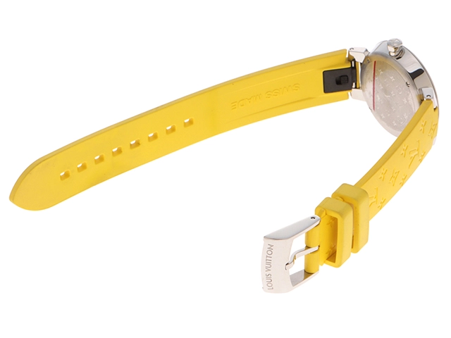 LOUIS VUITTON ルイ･ヴィトン タンブール スリム Q12MG SS ステンレススチール ラバーベルト 8Pダイヤモンド クォーツ 【460】2148103782312