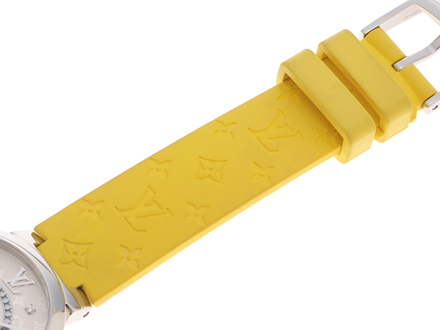 LOUIS VUITTON ルイ･ヴィトン タンブール スリム Q12MG SS ステンレススチール ラバーベルト 8Pダイヤモンド クォーツ 【460】2148103782312