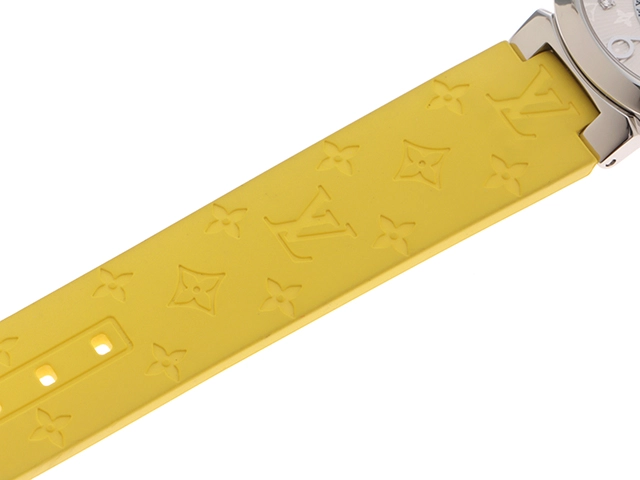 LOUIS VUITTON ルイ･ヴィトン タンブール スリム Q12MG SS ステンレススチール ラバーベルト 8Pダイヤモンド クォーツ 【460】2148103782312