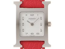 HERMES　エルメス　Hウォッチ　HH1.210　ホワイト文字盤　ステンレス/革ベルト　□P刻印　クォーツ【430】2148103783319