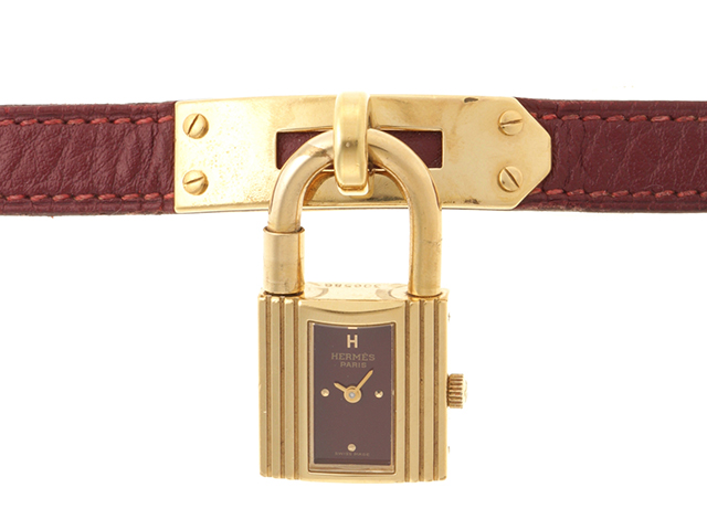 HERMES エルメス 腕時計 ケリーウォッチ KE1.201 GP/革 レッド