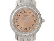 HERMES　エルメス　クリッパー　クォーツ　SS　ピンク　CL4.210　【432】　【2148103783456】