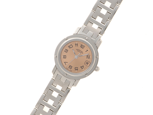 HERMES エルメス クリッパー クォーツ SS ピンク CL4.210 【432