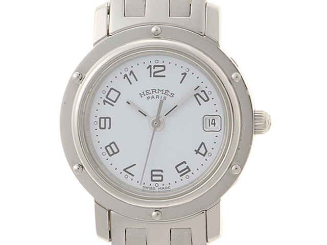 ◆エルメス◆クリッパー◆レディース◆約１２ｍｍ幅◆４連コマ◆CL4.210◆ HERMES エルメス クリッパー クォーツ レディース SS ホワイト