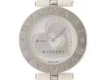BVLGARI　  ブルガリ　  B-zero1　 ダブルハート/ダイヤモンド　　BZ30S　　ブラック文字盤　　ステンレススチール/レザーベルト      レディース　　【436】　2148103783883