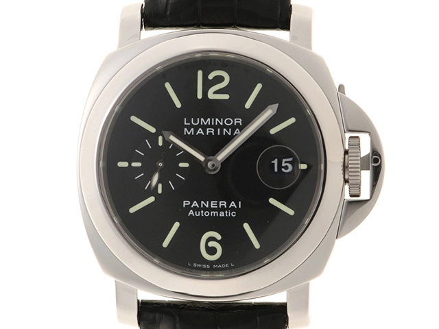 H番　PANERAI　パネライ　時計　ルミノール マリーナ 44mm　ブラック文字盤　SS/クロコダイルレザー　自動巻き　メンズ　M