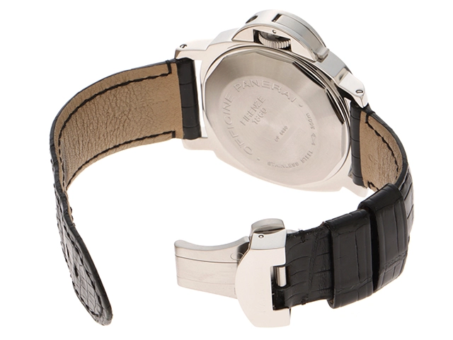 H番 PANERAI パネライ 時計 ルミノール マリーナ 44mm ブラック文字盤 SS/クロコダイルレザー 自動巻き メンズ M