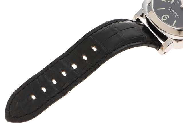 H番 PANERAI パネライ 時計 ルミノール マリーナ 44mm ブラック文字盤 SS/クロコダイルレザー 自動巻き メンズ M
