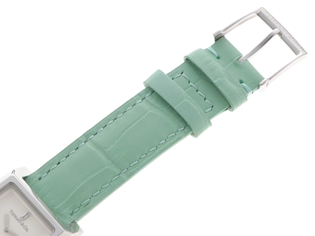 TIFFANY&CO　ティファ二―　時計　1837メイカーズ スクエア　67460375　シルバー文字盤　ステンレススチール/クロコダイルレザー　クォーツ　レディース