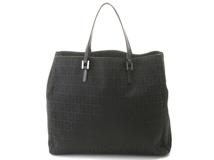 FENDI　フェンディ　ズッキ―ノ トートバッグ ブラック キャンバス　レザー　8BH019【431】2148103785450