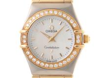 OMEGA　オメガ　コンステレーション22.5MM　1267.70　K18YG/SS　ダイヤベゼル　フルバー　シェル文字盤　女性用クオーツ時計【473】