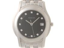 GUCCI グッチ Gクラス 5500M SS ステンレススチール ブラック文字盤 11Pダイヤ クォーツ  【460】2148103786068