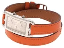 HERMES　エルメス　時計　ケープコッド ドゥゾーン Wトゥール　CC3.210　シルバー文字盤　SS/カーフレザー　クォーツ　レディース　M