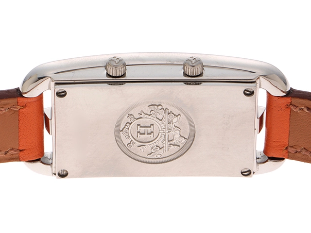 HERMES エルメス 時計 ケープコッド ドゥゾーン Wトゥール CC3.210 シルバー文字盤 SS/カーフレザー クォーツ レディース M