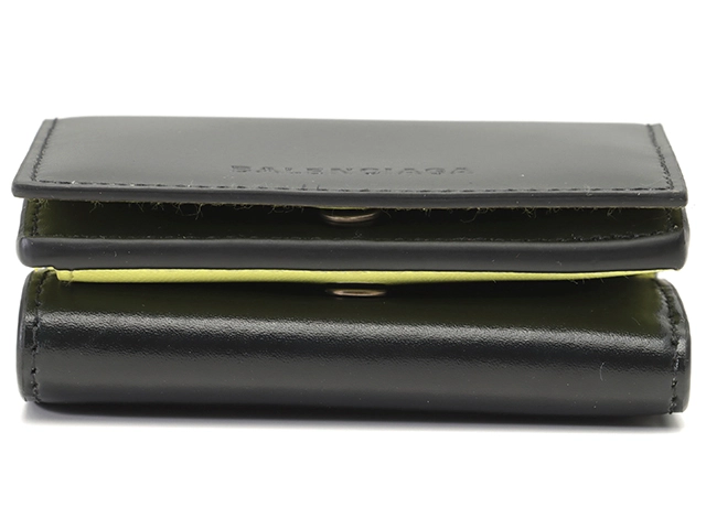 BALENCIAGA バレンシアガ エッセンシャル ミニウォレット ブラック/イエロー レザー 2148103787324【432】