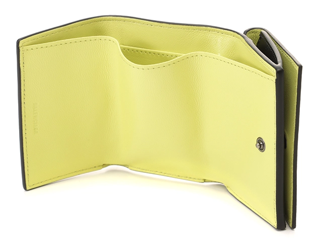 BALENCIAGA バレンシアガ エッセンシャル ミニウォレット ブラック/イエロー レザー 2148103787324【432】