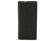 BOTTEGA VENETA　ボッテガ・ヴェネタ　イントレチャート ZIP長財布　ブラック　カーフ【430】2148103787348