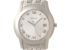 GUCCI　グッチ　Gクラス　5500M　シルバー文字盤　ステンレススチール　クオーツ　メンズ時計　2148103787683【207】