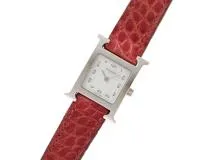 HERMES エルメス 腕時計 Hウォッチ HH1.210 ステンレス/アリゲーターベルト シルバー文字盤 クオーツ X刻印【472】SJ