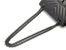 CHANEL　シャネル　2.55 シェブロン20 ターンロックWチェーンショルダーバッグ ブラック　【471】 Y