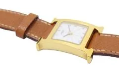 HERMES エルメス Hウォッチ HH1.201 GP/レザー ホワイト文字盤 クォーツ 【460】2148103788017