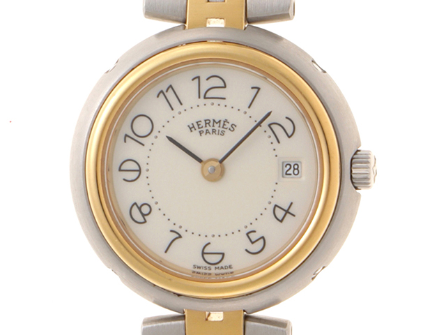 HERMES エルメス プロフィール GP/SS クオーツ レディース ホワイト