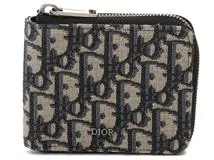 DIOR　ディオール　トロッター ラウンド財布 ネイビー キャンバス　レザー【431】2148103791475