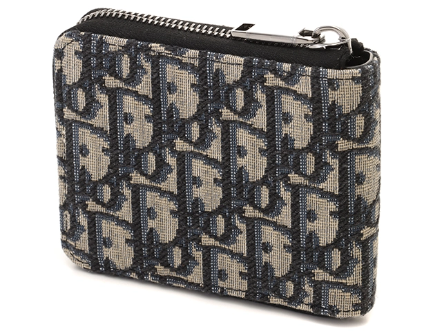DIOR　ディオール　トロッター ラウンド財布 ネイビー キャンバス　レザー【431】2148103791475