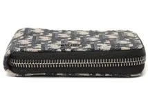 DIOR　ディオール　トロッター ラウンド財布 ネイビー キャンバス　レザー【431】2148103791475