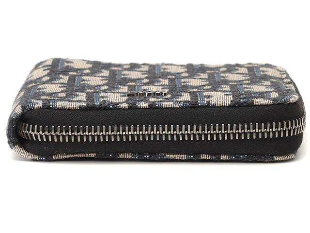 DIOR　ディオール　トロッター ラウンド財布 ネイビー キャンバス　レザー【431】2148103791475