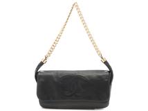 CHANEL 　シャネル　ショルダーバッグ　ココマーク　チェーンショルダーバッグ　ブラック・GP　ラムスキン【472】HA