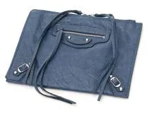 BALENCIAGA　バレンシアガ　シティ フラットポーチ ネイビー レザー　580820【431】2148103792656