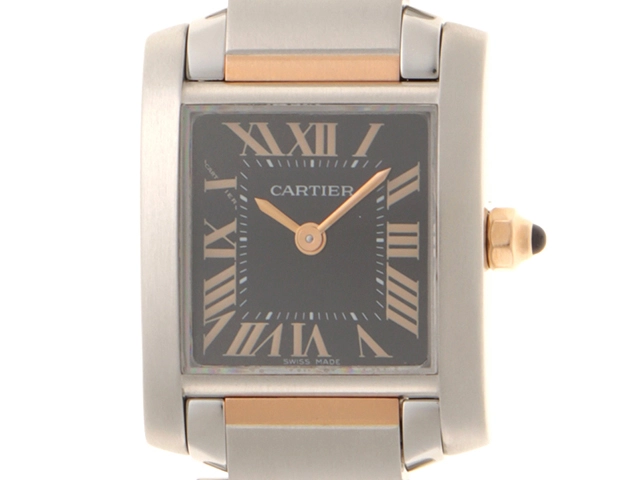 Cartier カルティエ レディース クオーツ タンクフランセーズSM 2009年X’mas アジア1200本限定 W5010001 ブラック文字盤 K18PG/SS【472】HK