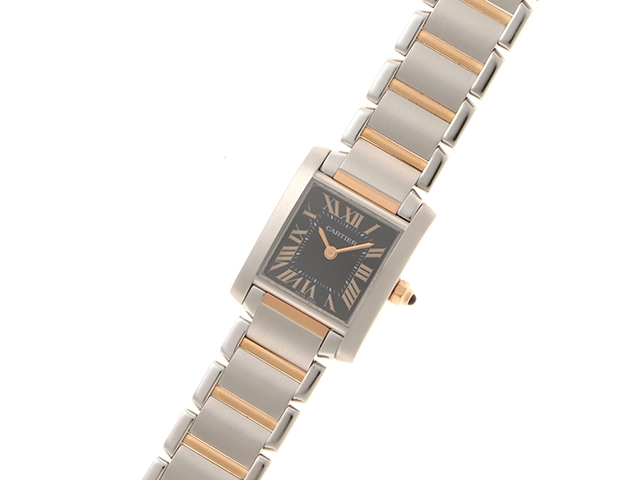 Cartier カルティエ レディース クオーツ タンクフランセーズSM 2009年X’mas アジア1200本限定 W5010001 ブラック文字盤 K18PG/SS【472】HK