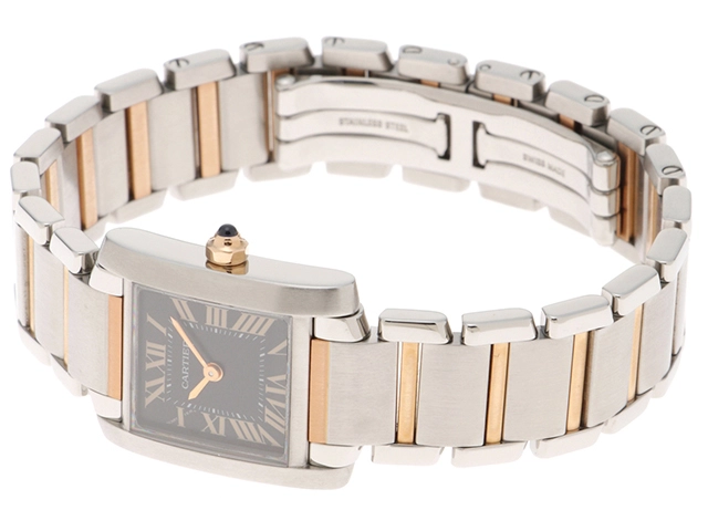 Cartier カルティエ レディース クオーツ タンクフランセーズSM 2009年X’mas アジア1200本限定 W5010001 ブラック文字盤 K18PG/SS【472】HK
