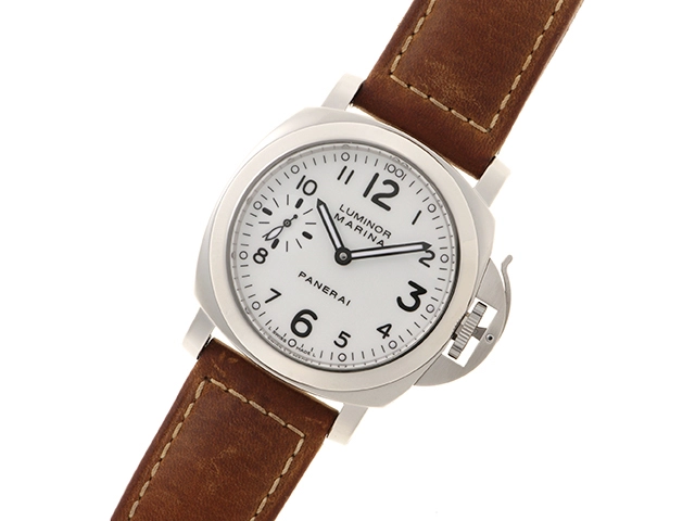 PANERAI パネライ ルミノール マリーナ44mm PAM00113 SS/カワ ホワイト 手巻き スケルトン メンズ 2148103793165【432】