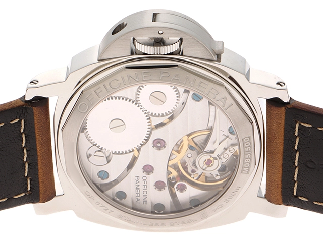 PANERAI パネライ ルミノール マリーナ44mm PAM00113 SS/カワ ホワイト 手巻き スケルトン メンズ 2148103793165【432】