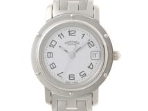 HERMES　エルメス　クリッパー　CL4.210　ステンレス　ホワイト文字盤　女性用クオーツ時計【473】