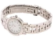 HERMES　エルメス　クリッパー　CL4.210　ステンレス　ホワイト文字盤　女性用クオーツ時計【473】