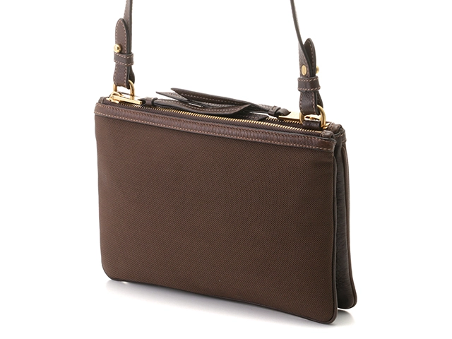 PRADA プラダ ロゴ ワンショルダー ダークブラウン キャンバス/レザー 1BH046【430】2148103793561